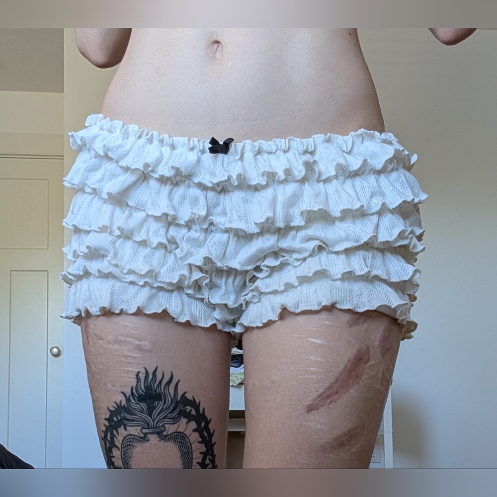 Omighty Pointelle Ruffle Mini Shorts